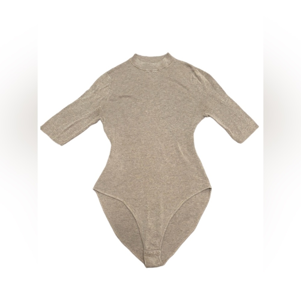 ADAY Like A Glove Bodysuit Taupe Beige Size Medium